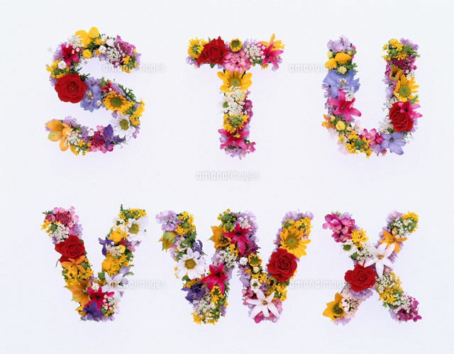 カラフルな花で作ったアルファベットの文字 S X の写真素材 イラスト素材 アマナイメージズ