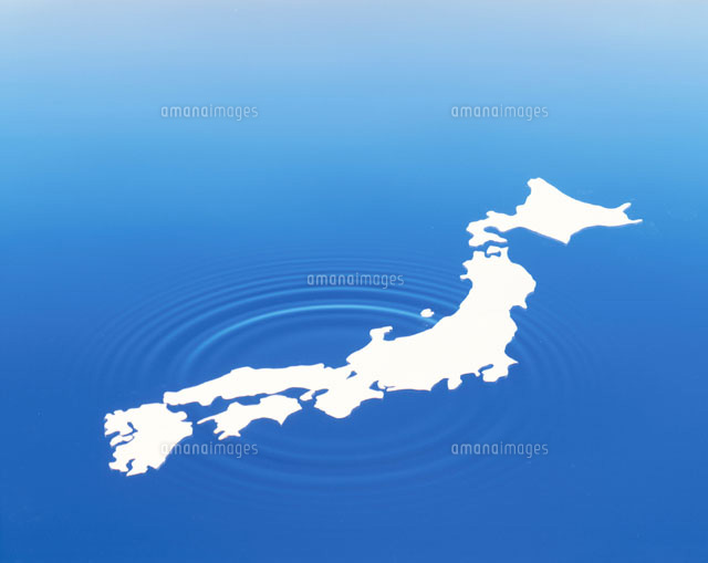 日本列島と波紋 Cg の写真素材 イラスト素材 アマナイメージズ