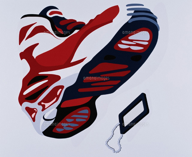 スニーカーとネームタグ イラスト の写真素材 イラスト素材 アマナイメージズ