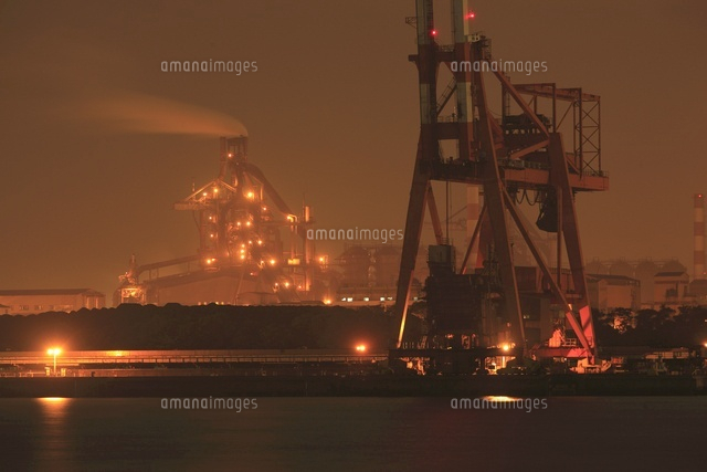 東扇島西公園から眺める扇島方面の夜景[02350002840]の写真・イラスト