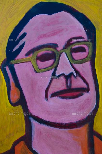 メガネをかけた男性の顔のイラスト[09501011545]の写真・イラスト素材