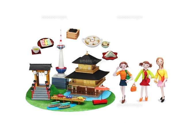 観光地クラフト 京都とご当地名物と女友達 の写真素材 イラスト素材 アマナイメージズ