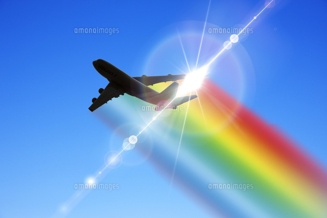 飛行機と虹 の写真素材 イラスト素材 アマナイメージズ