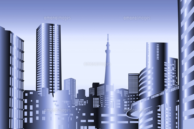 モノトーンの都会のビル群 の写真素材 イラスト素材 アマナイメージズ