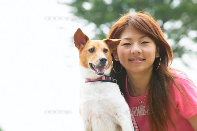 人物画 女性と犬の肖像画 水彩犬の肖像画 フレーム付きwan-134 - メルカリ