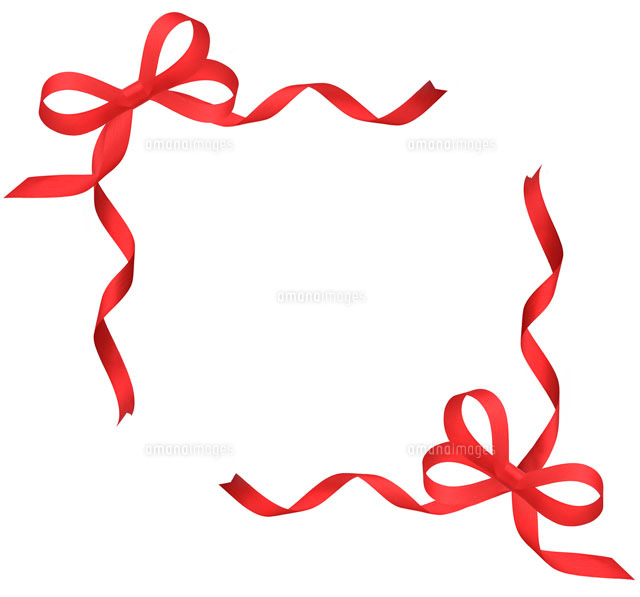 赤いリボンの額 の写真素材 イラスト素材 アマナイメージズ