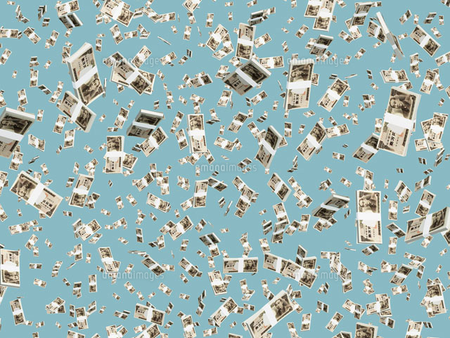 浮遊する無数の一万円札の束 の写真素材 イラスト素材 アマナイメージズ