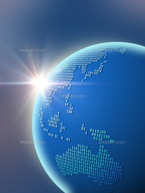 大陸を二進法で描いた地球儀 アジア の写真素材 イラスト素材 アマナイメージズ