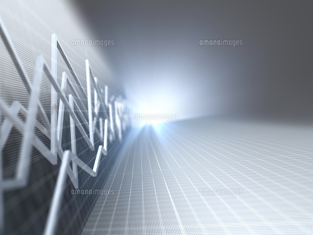 シルバー色の折れ線グラフがある空間 の写真素材 イラスト素材 アマナイメージズ