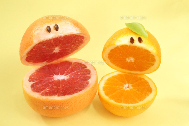 かわいい笑顔のグレープフルーツとオレンジとキウイ[10151002134]の