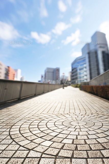 新宿のビル群とレンガの歩道 の写真素材 イラスト素材 アマナイメージズ