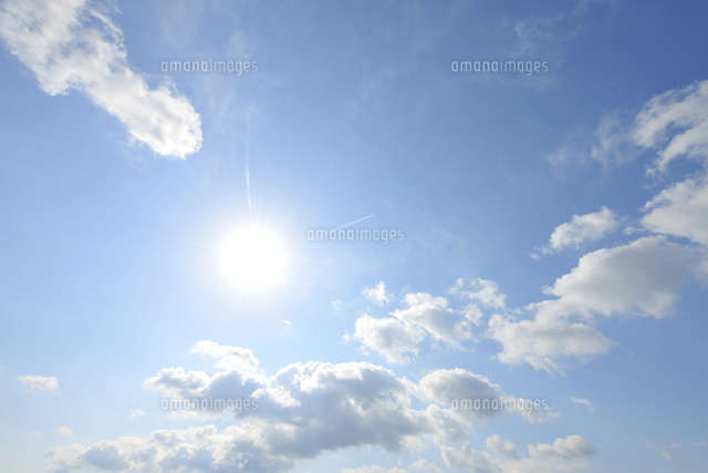 油絵　太陽と雲