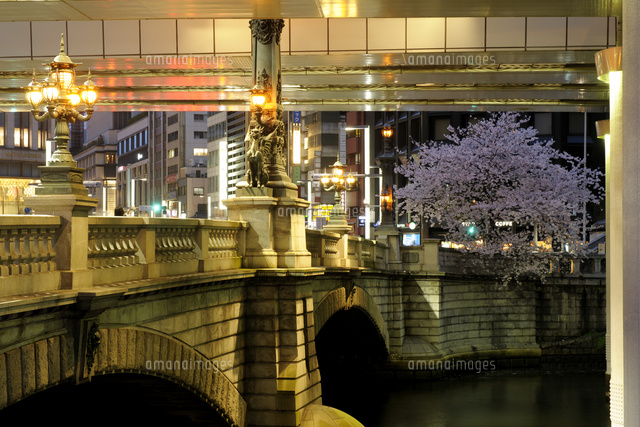 灯りの灯った日本橋 の写真素材 イラスト素材 アマナイメージズ