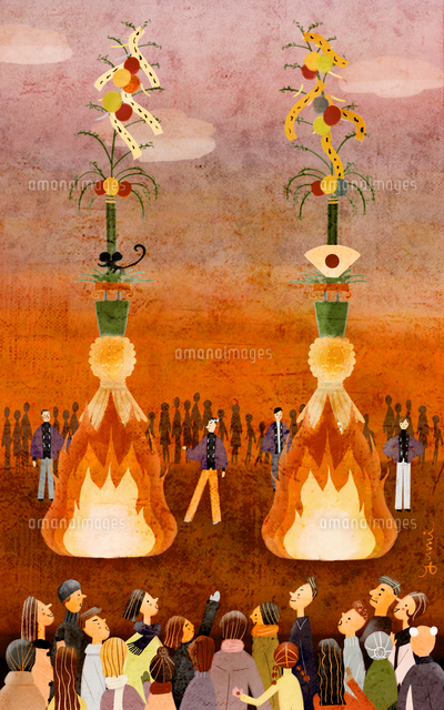 祭り どんど焼き 1月 の写真素材 イラスト素材 アマナイメージズ