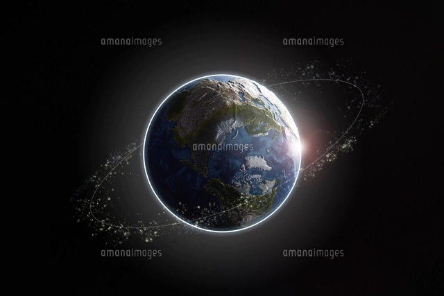 暗い空間に浮かぶ地球 の写真素材 イラスト素材 アマナイメージズ