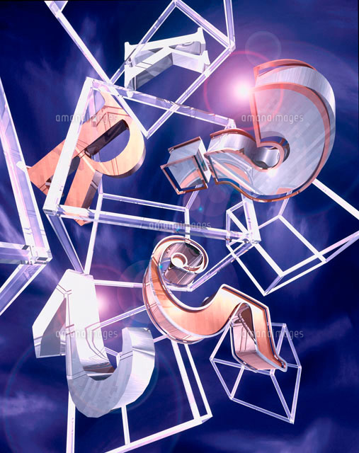 数字や記号と四角形のアブストラクト 紫 Cg の写真素材 イラスト素材 アマナイメージズ