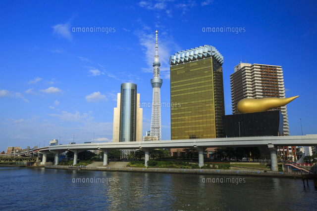 スカイツリーと墨田区役所とアサヒビール本社ビル[10211003381]の写真