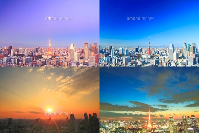 東京タワーと富士山の朝昼夕夜 の写真素材 イラスト素材 アマナイメージズ 東京タワーと富士山の朝昼夕夜 の写真素材 イラスト素材 アマナイメージズ