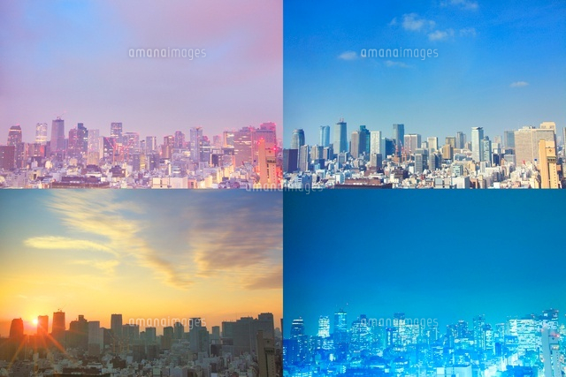 日比谷など都心のビル群の朝昼夕夜 の写真素材 イラスト素材 アマナイメージズ