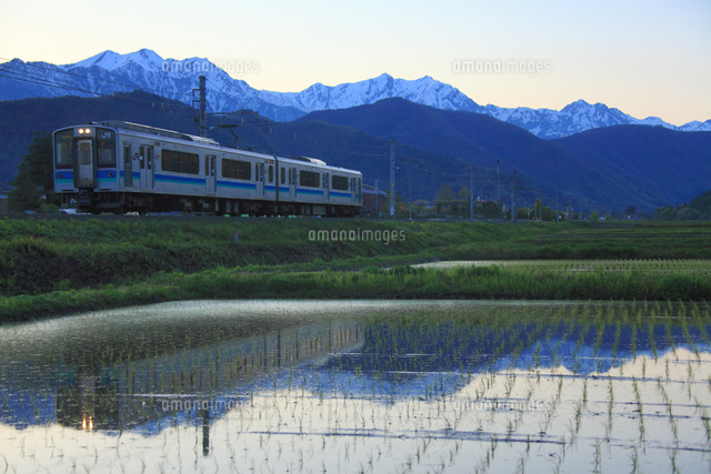 風景画「山間を走る列車」　鉄道風景 北アルプス 油彩画 印象派風 山 風景画「山間を走る列車」 鉄道風景 北アルプス 油彩画 印象派風