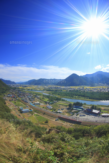 比丘尼石から望むしなの鉄道のろくもんと千曲川[10247016519]の写真