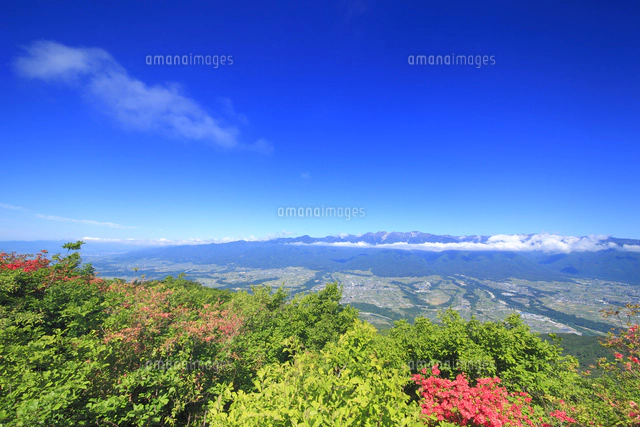 空木岳など中央アルプスの山並みと伊那谷[10247020934]の写真