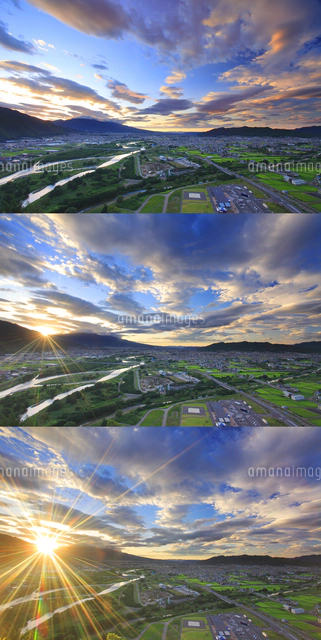 千曲公園から望む千曲川と上山田方向の夜景と雷[10247015192]の写真