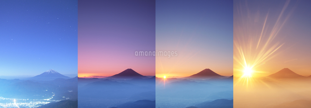 富士山と増穂市街 夜から朝へ の写真素材 イラスト素材 アマナイメージズ