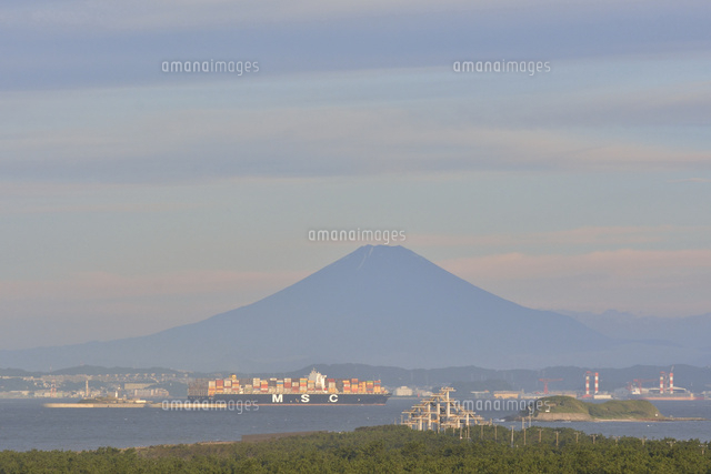 富津公園展望台から見る富士山[10252013962]の写真・イラスト素材