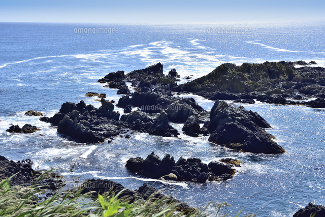 利尻礼文サロベツ国立公園の礼文島の澄海岬の波が打ち寄せる海とそれ