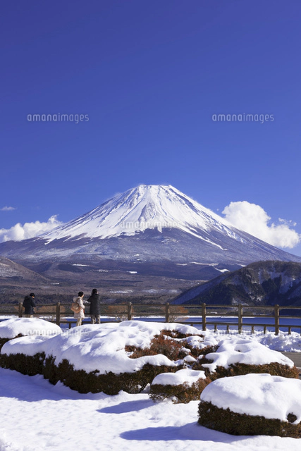 冬の本栖湖と富士山[10284002229]の写真・イラスト素材｜アマナイメージズ