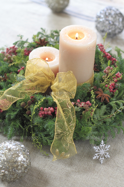 misen2014さま】vintage✵ 硝子リースとキャンドルのオーナメント