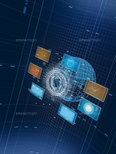 空間に様々な情報を表示するgui解析パネル の写真素材 イラスト素材 アマナイメージズ