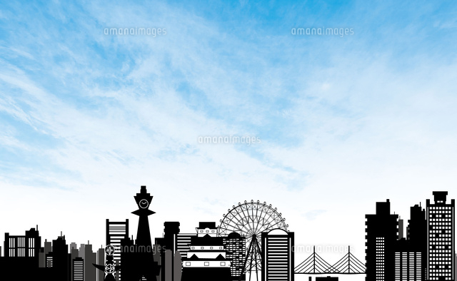 ビル群のシルエットと空 の写真素材 イラスト素材 アマナイメージズ