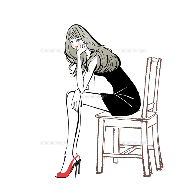 いす 女性 ドレスのイラスト素材 アマナイメージズ