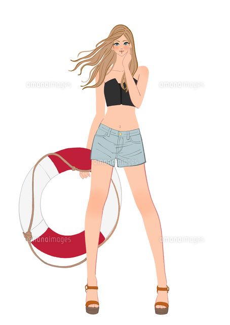 浮き輪を持って立つ夏の女性 の写真素材 イラスト素材 アマナイメージズ 浮き輪を持って立つ夏の女性 の写真素材 イラスト素材 アマナイメージズ