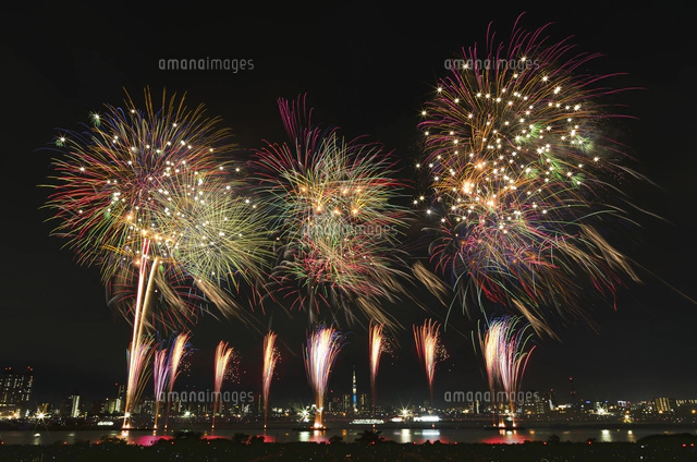 足立の花火と東京スカイツリー[10408001816]の写真・イラスト素材