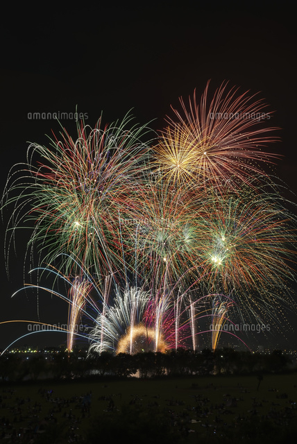 葛飾納涼花火大会 ワイドスターマイン の写真素材 イラスト素材 アマナイメージズ