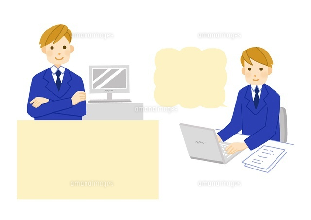 サラリーマン コンピューター作業 の写真素材 イラスト素材 アマナイメージズ