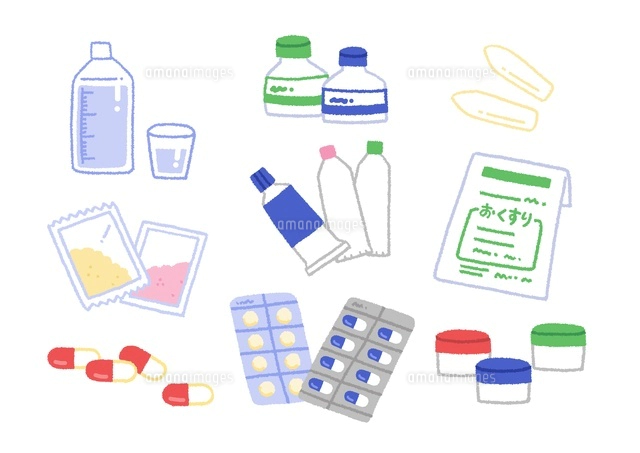 カプセル 粉薬 塗り薬 液体飲み薬など色々な種類の薬 の写真素材 イラスト素材 アマナイメージズ