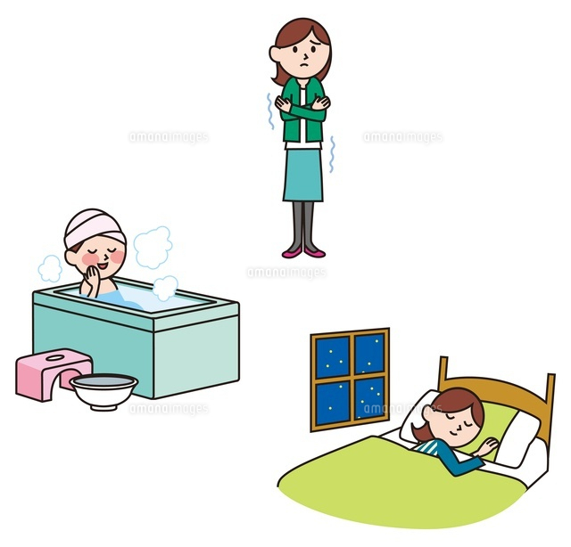 冷え性の女性 温浴 快眠 の写真素材 イラスト素材 アマナイメージズ