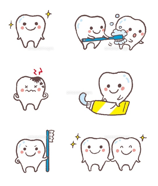 虫歯になる歯 健康な歯 子ども 歯ブラシと歯磨き粉 の写真素材 イラスト素材 アマナイメージズ