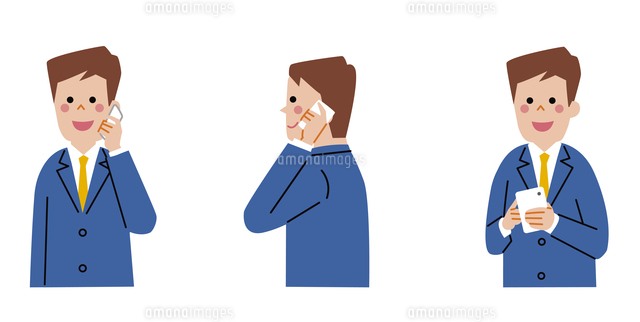 スマートフォンを使うサラリーマン の写真素材 イラスト素材 アマナイメージズ