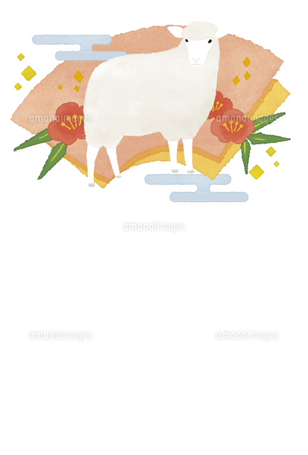 未年の年賀状 扇 の写真素材 イラスト素材 アマナイメージズ