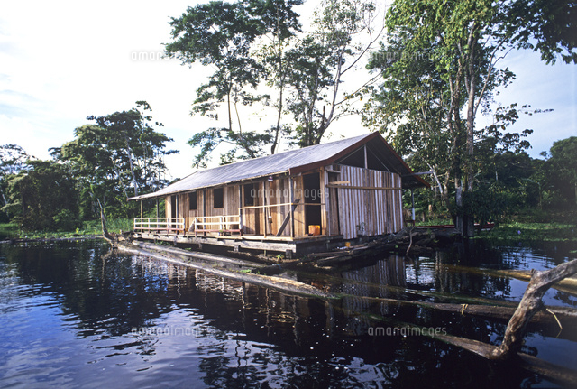 アマゾン川岸の民家 の写真素材 イラスト素材 アマナイメージズ