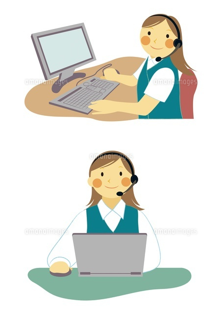 インカムをしたコールセンターの女性 の写真素材 イラスト素材 アマナイメージズ