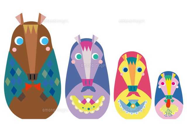 午年年賀状 馬のマトリョーシカ の写真素材 イラスト素材 アマナイメージズ