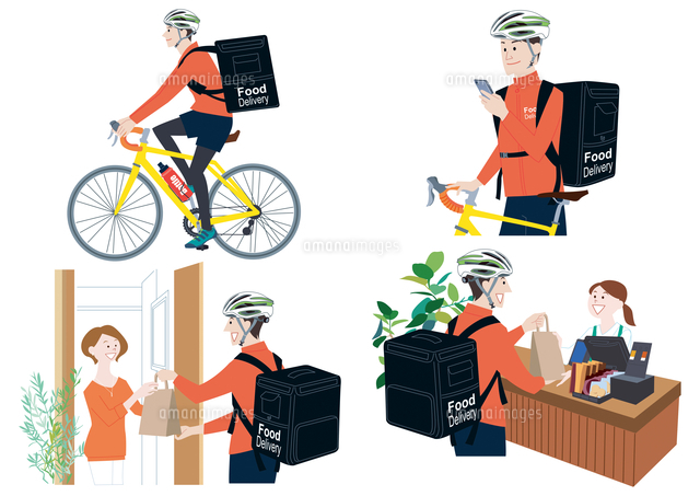 自転車でフードデリバリーをする男性配達員 スマートフォンで注文を確認 受け取る 届ける イラスト セ の写真素材 イラスト 素材 アマナイメージズ 自転車でフードデリバリーをする男性配達員 スマートフォンで注文を確認 受け取る 届ける イラスト セ の写真素材 イラスト 素材 アマナイメージズ