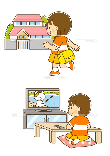 朝起きる女の子 トイレに行く女の子 の写真素材 イラスト素材 アマナイメージズ