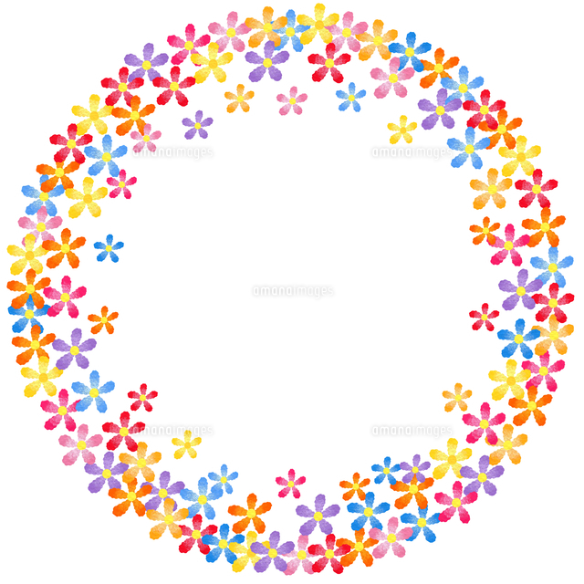 カラフルな花のフレーム の写真素材 イラスト素材 アマナイメージズ